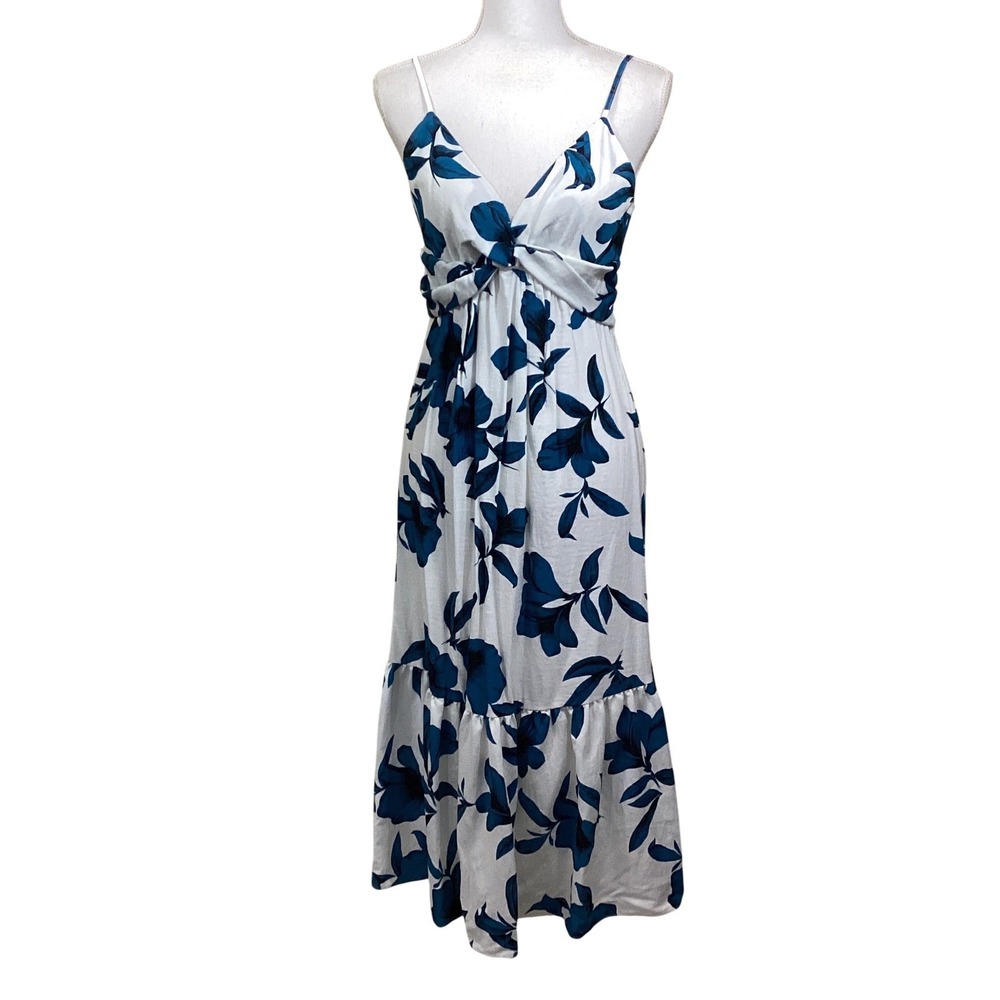 Banana Republic Floral Twist Front Smocked Maxi Dress Size 12 Boho Resort
